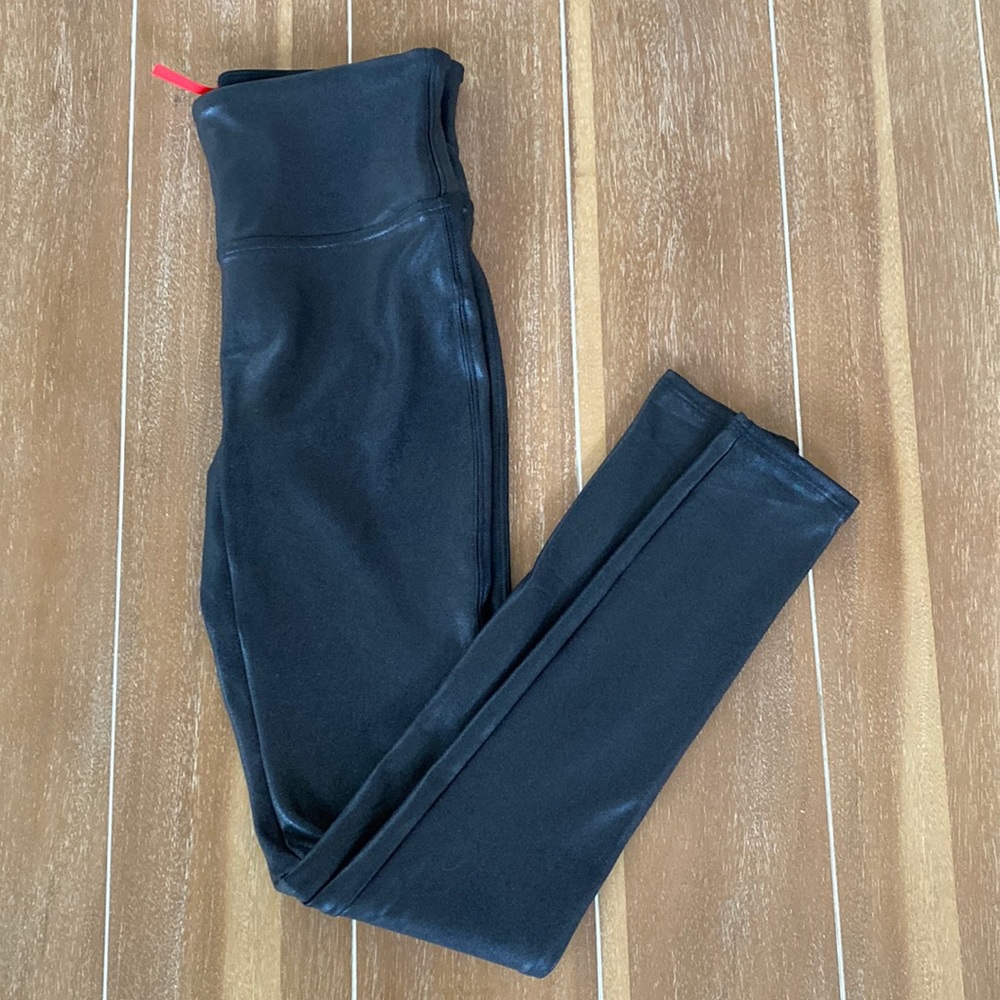 NWOT Spanx Faux Leather Black tights, size small.